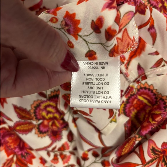 Rose & Olive Floral Blouse - White, Red & Orange - Picture 7 of 7